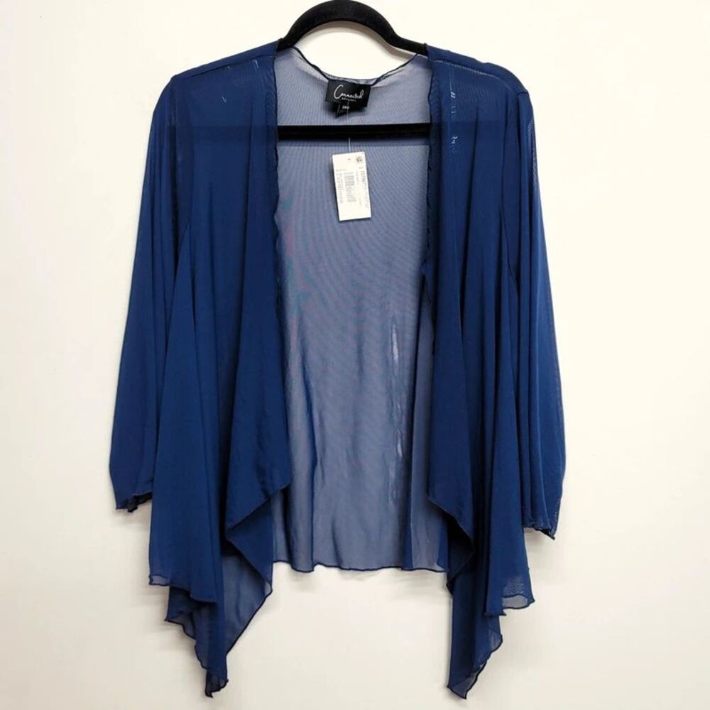 Connected Apparel Navy Mesh Sheer Kimono 24W